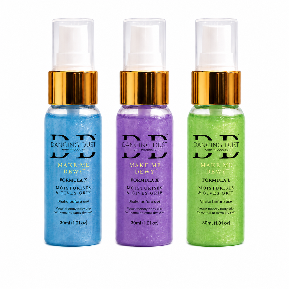 Make Me Dewy - Body pole dance grip aid - Normal to extra dry skin - Trio Pack 3x 30ml